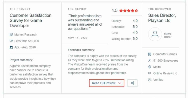 Very positive client feedback from Playson Sales Director Biank Honor.