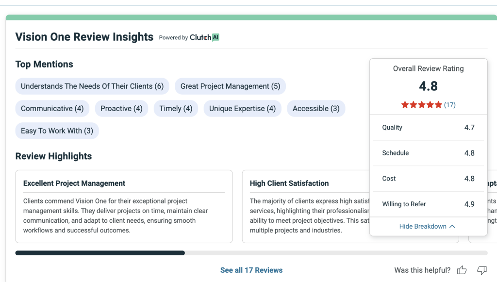 Vision One Research Reviews - The Clutch