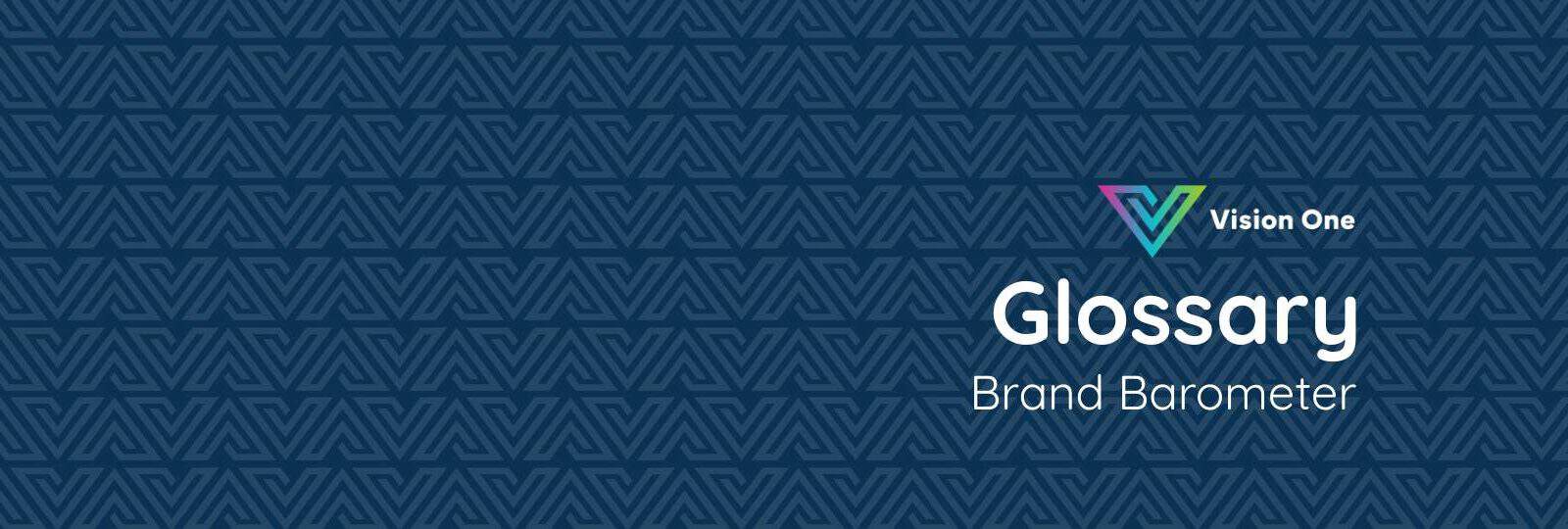 An image illustrating the Brand Barometer glossary by Vision One, showcasing key branding metrics and analysis tools.