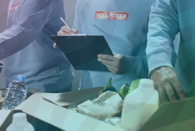 Healthy food preparation in a community kitchen setting.
