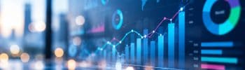 Data analytics dashboard displaying global market trends and performance metrics with colourful charts and graphs.